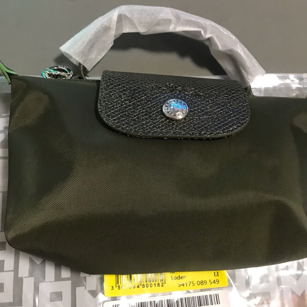 Longchamp Mini Pouch in Loden with Black Flap